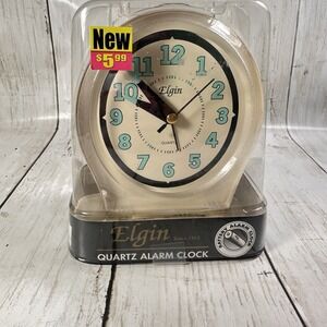 Vintage‎  NOS Elgin Luminous Travel Alarm Clock Need AA Battery KMART